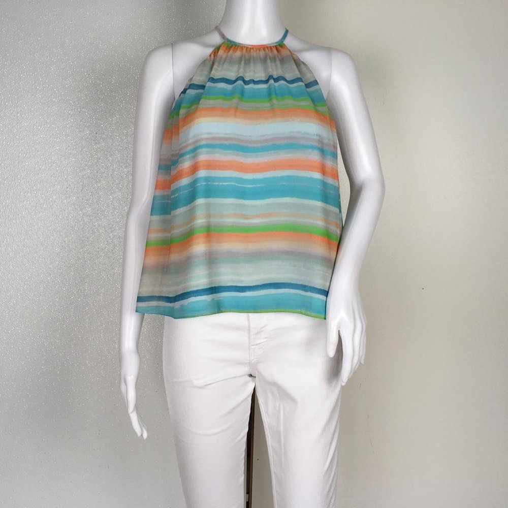NWT Ramy Brook Women's Halter Blouse Stripes Multicolor Size M